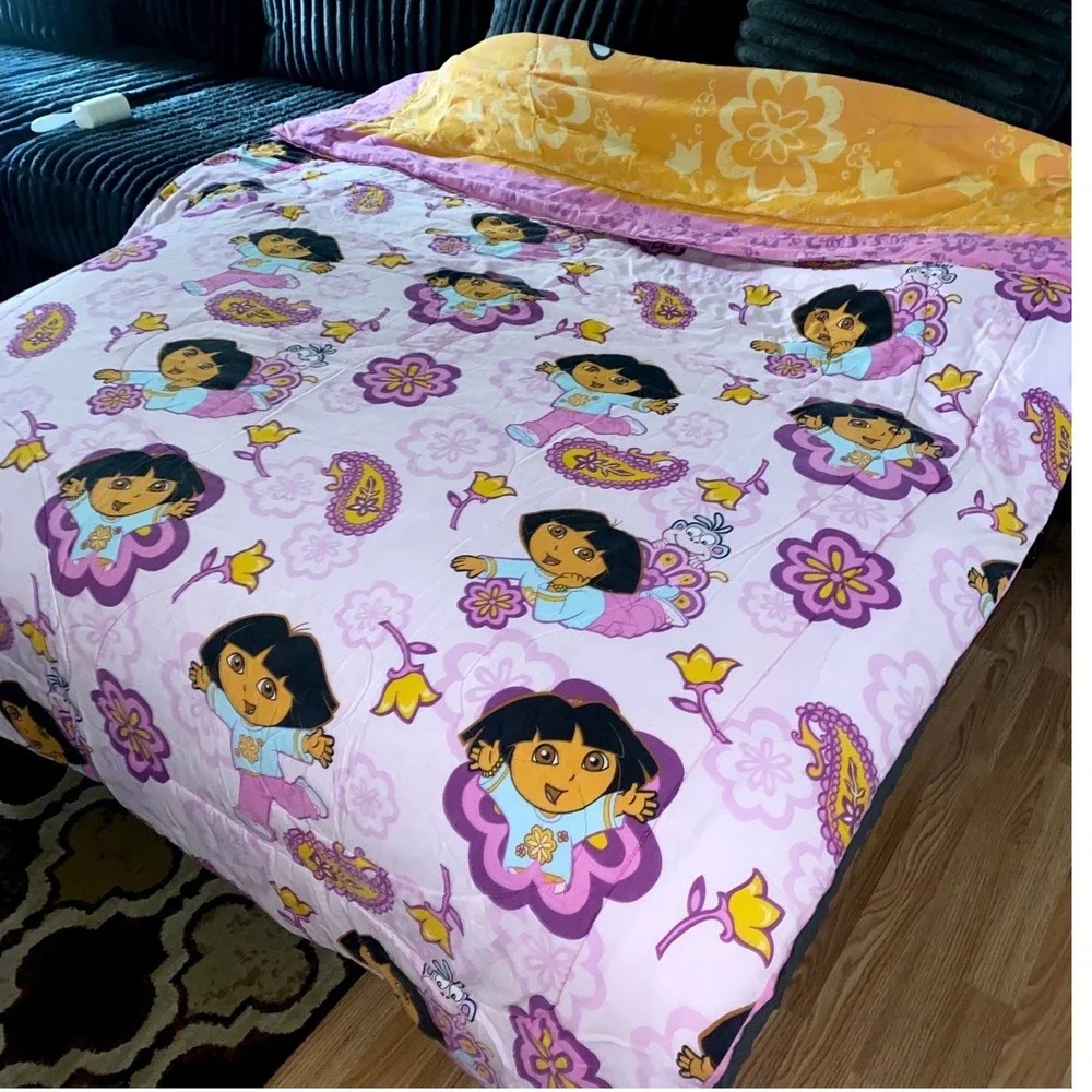 Y2K Vintage Dora The Explorer Comforter Reversible Twin Full Pink Nickelodeon